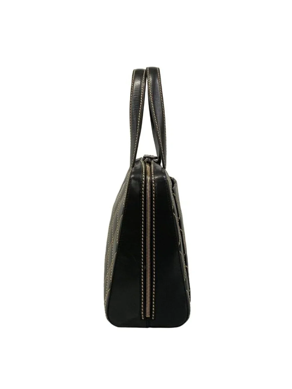 Chanel Handbag Wild Stitch Black Matte Gold Leather